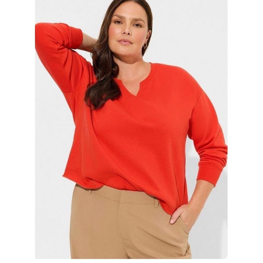 Torrid 2 Plus‎ Size Red Cozy Fleece Notch Neck Crop Sweatshirt 2x 18 20 NWT